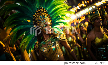 Rio Carnival Dancer in Vibrant Costume 110701993