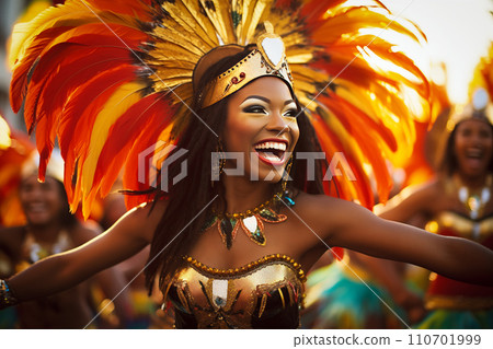 Rio Carnival Dancer in Vibrant Costume Rio Carnival Dancer in Vibrant Costume 110701999