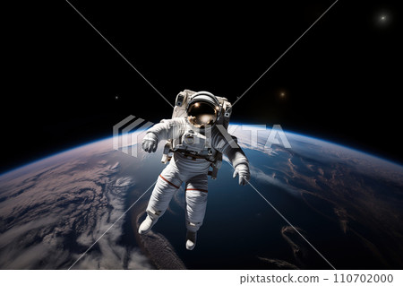 Astronaut Floating Above Earth in Space Astronaut Floating Above Earth in Space 110702000