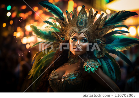 Rio Carnival Dancer in Vibrant Costume Rio Carnival Dancer in Vibrant Costume 110702003