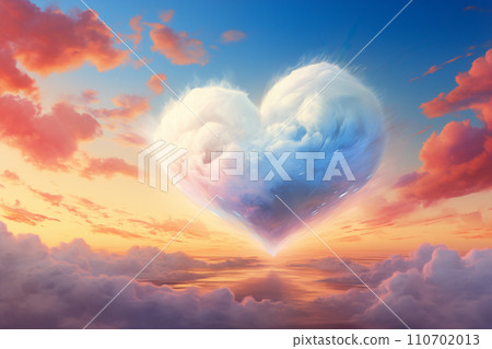 Heart-Shaped Cloud at Sunset Painting 110702013