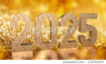 The gold number 2025 for new year or celebration concept 3d rendering. 110702044
