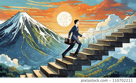 Businessman climbing the stairs (AI generated image) 110702211