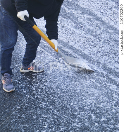 用方鏟鏟掉瀝青上的凍雪 用方鏟鏟掉瀝青上的凍雪 110702260