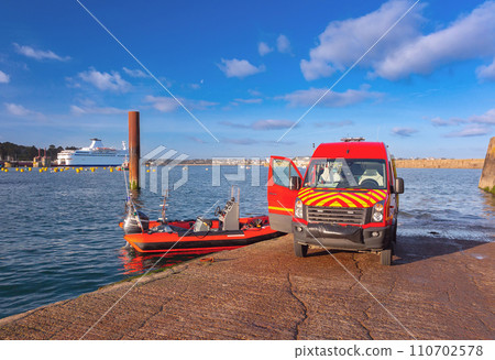 French rescuers prepare to set sail, Saint-Malo, France 110702578