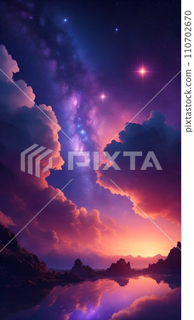日出和日落時地球和宇宙天空的景觀 110702670