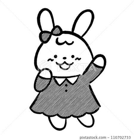 Cute rabbit character hand-drawn illustration material line drawing Cute rabbit character hand-drawn illustration material line drawing 110702733