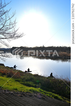 Winter Binnuma River Fishing Scenery Winter Scenery Saitama City 110702742
