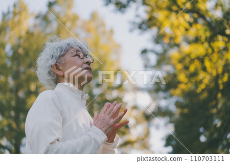 公園裡 60 多歲的女人 110703111