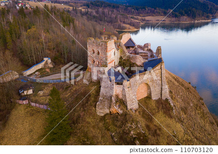 View of medieval Czorsztyn castle.  110703120