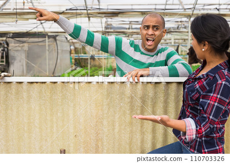 workers talking at vegetable plant factory workers talking at vegetable plant factory 110703326