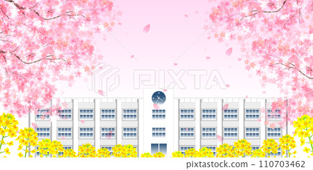 櫻花春天學校油菜花背景 110703462