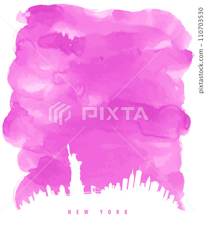 基於美國紐約城市景觀的背景材料-水彩天空 110703530