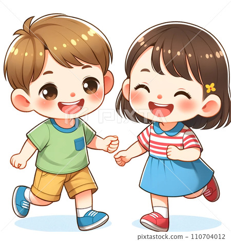 孩子們微笑著牽著手 110704012