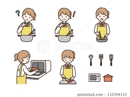 女學生煮飯的插圖集 110704135