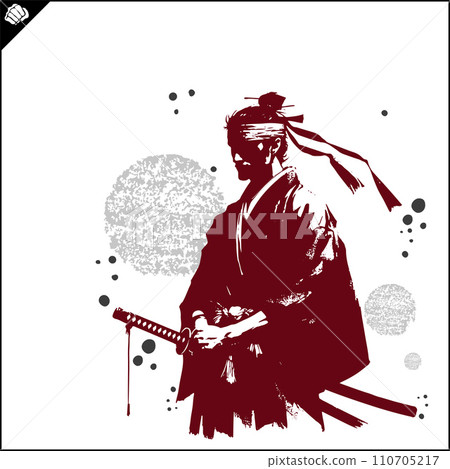 Samurai. Japan warrior whith katana sward. 110705217