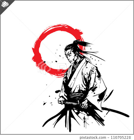 Samurai. Japan warrior whith katana sward. 110705228