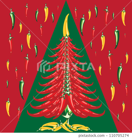 New year Cristmas Red hot pepper Creative tree. Vector. Eps. New year Cristmas Red hot pepper Creative tree. Vector. Eps. 110705274