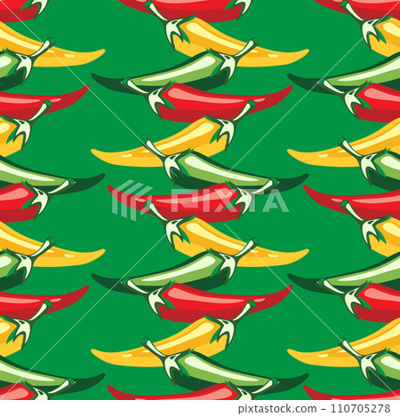 Red hot pepper. Seamless Texture Pattern Vector. Eps. 110705278