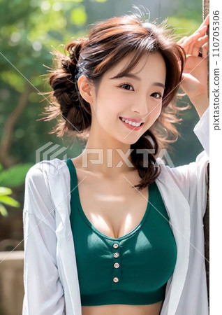 白天在戶外擺姿勢的美麗女人 110705306