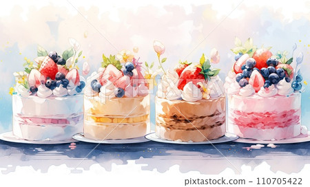 Many cakes lined up_4 Generative AI 110705422