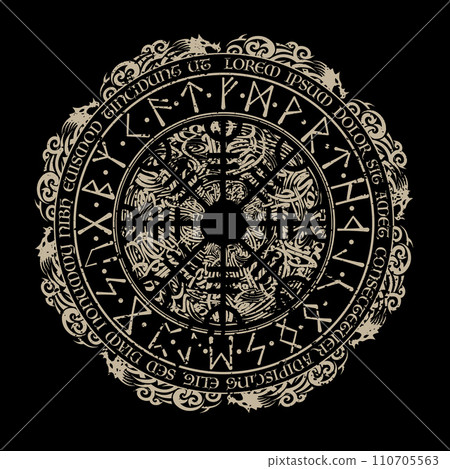 Brown scandinavian circle runes Brown scandinavian circle runes 110705563