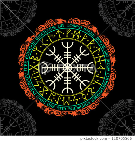 White scandinavian Helm of Awe circle runes White scandinavian Helm of Awe circle runes 110705566
