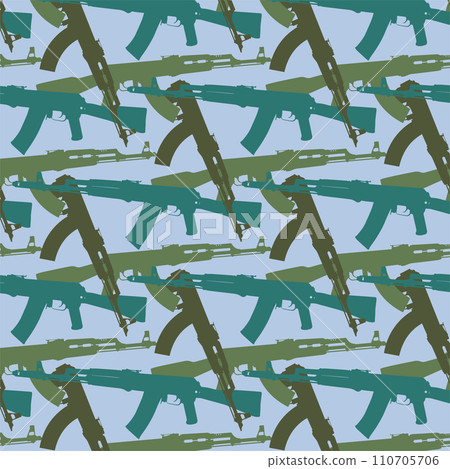 AK. Kalashnikov Russian Soviet rifle gun steamless texture. Vector. Eps. 110705706