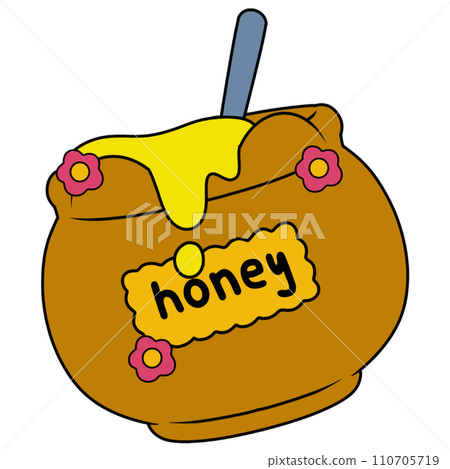 The illustration of a honey jar 110705719