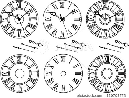 antique clock face roman numeral analog black icon 110705753