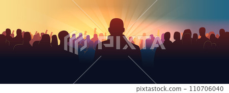 Martin Luther King Jr. Day protesters group silhouettes MLK banner horizontal 110706040
