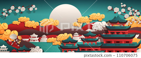 chinese new year of dragon icon zodiac sign for greeting card asian flyer invitation poster horizontal 110706075