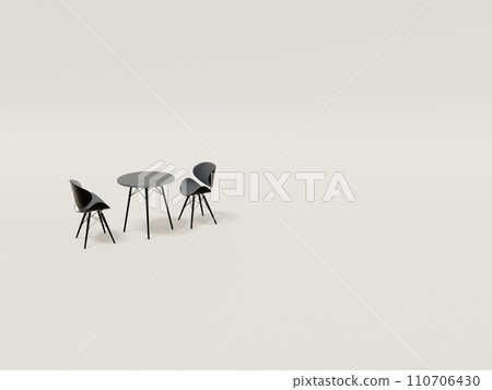 [3DCG] Almen living dining chair and table with horizontal background 110706430