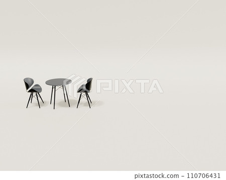 [3DCG] Almen living dining chair and table with horizontal background 110706431