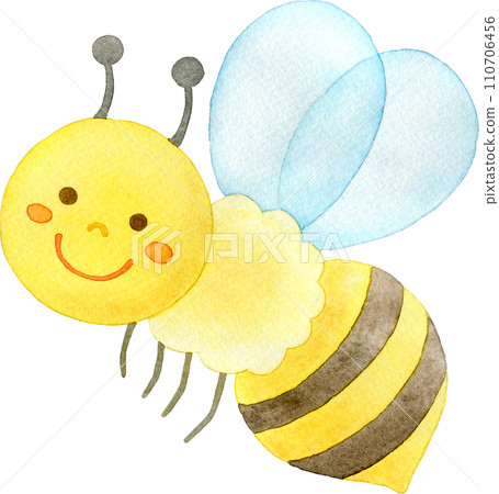 可愛的蜜蜂水彩插圖 可愛的蜜蜂水彩插圖 110706456