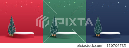 Set podium shape for show cosmetic product display for christmas day or new years. stand product showcase with tree, ball and stars christmas. vector design. Set podium shape for show cosmetic product display for christmas day or new years. stand product showcase with tree, ball and stars christmas. vector design. 110706785