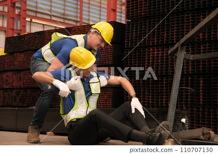 Engineer help anoter engineer, He has accident  on the work in factory. 110707130