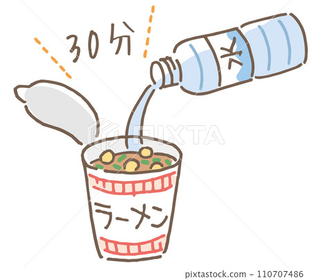 Cup noodles rehydrate in water for 30 minutes (no explanation) 110707486