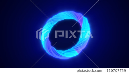 Abstract blue energy magic bright glowing spinning ring of lines, background 110707739