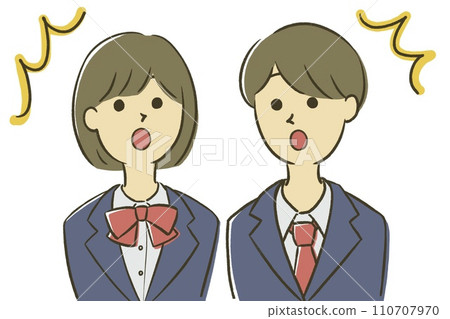 Surprised male and female students 110707970