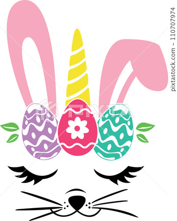 Cat Face Easter Eggs Spring, Easter, Tulips Flower, Happy Easter Vector Illustration File 110707974