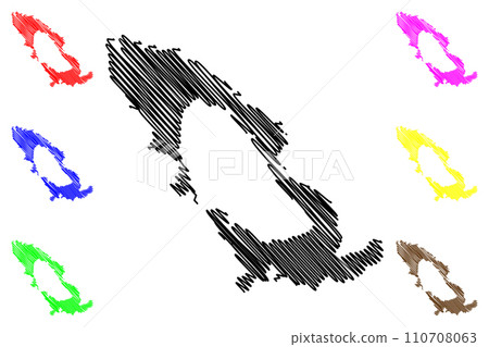 Lake Toba (Republic of Indonesia, Sumatra) map vector illustration, scribble sketch Danau Toba map 110708063