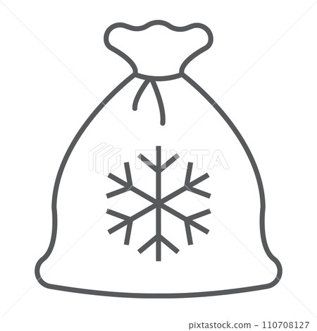 Santa bag thin line icon, christmas and gift, christmas sack sign, vector graphics, a linear pattern on a white background. 110708127