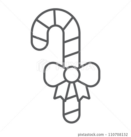 Christmas candies thin line icon, christmas and sweets, candy cane sign, vector graphics, a linear pattern on a white background. 110708132