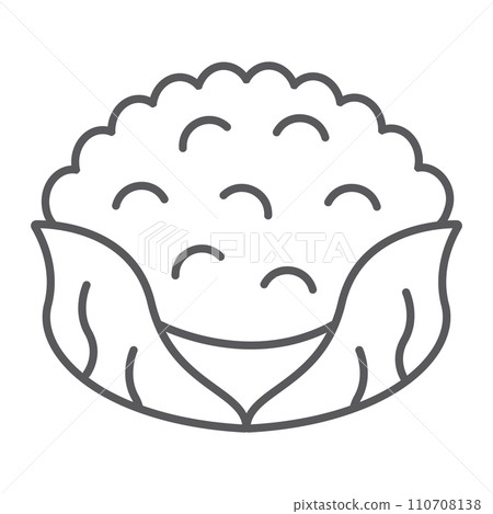 Cauliflower thin line icon, food and organic, vegetable sign, vector graphics, a linear pattern on a white backgrond. 110708138