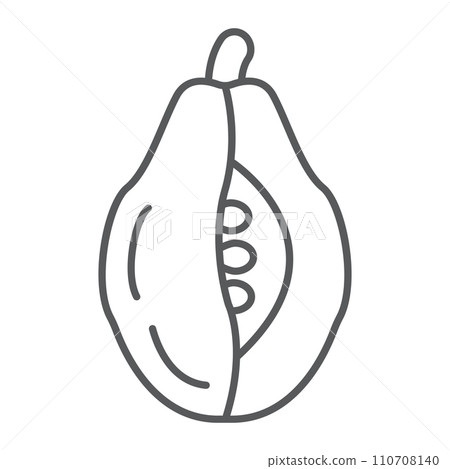 Papaya thin line icon, food and vitamin, exotic fruit sign, vector graphics, a linear pattern on a white backgrond. 110708140