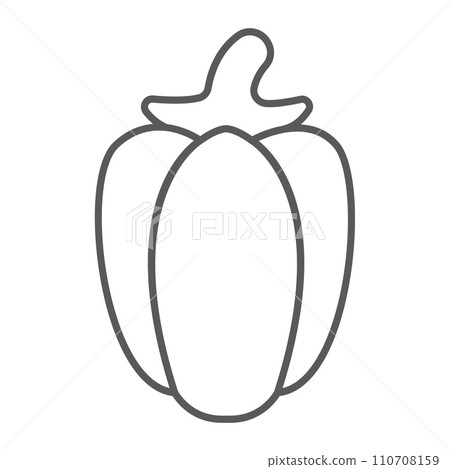 Bell pepper thin line icon, fruits and vegetables, capsicum sign, vector graphics, a linear pattern on a white background. 110708159