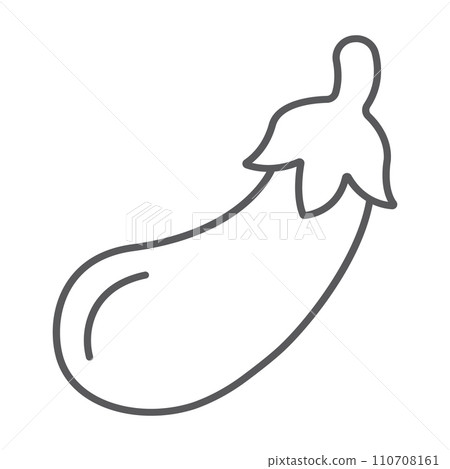 Eggplant thin line icon, fruits and vegetables, grocery sign, vector graphics, a linear pattern on a white background. Eggplant thin line icon, fruits and vegetables, grocery sign, vector graphics, a linear pattern on a white background. 110708161