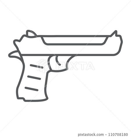 Desert eagle gun thin line icon, army and weapon, handgun sign, vector graphics, a linear pattern on a white background. 110708180
