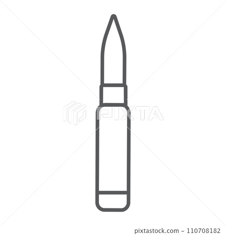Rocket launcher thin line icon, army and military, rifle cartridge sign, vector graphics, a linear pattern on a white background. 110708182